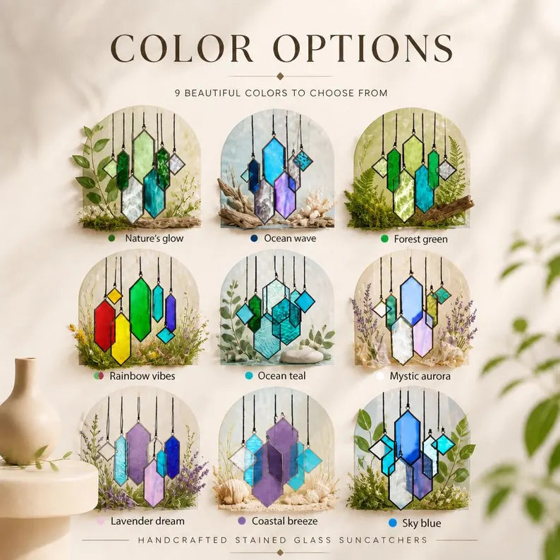 Stained Glass Geometric Wind Chime Suncatcher