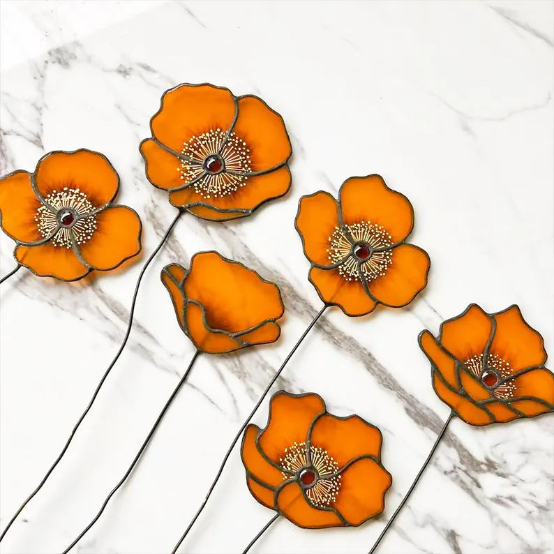 California Poppy Stained Glass Bouquet