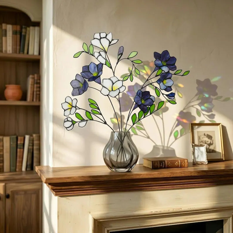 Handmade Stained Glass Freesia Bouquet