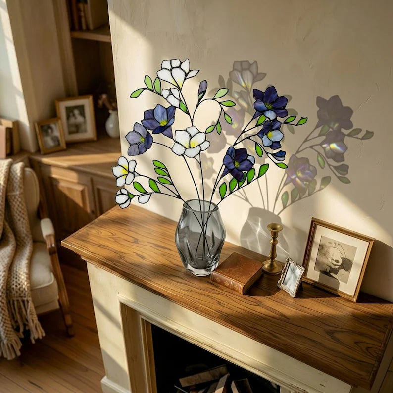 Handmade Stained Glass Freesia Bouquet