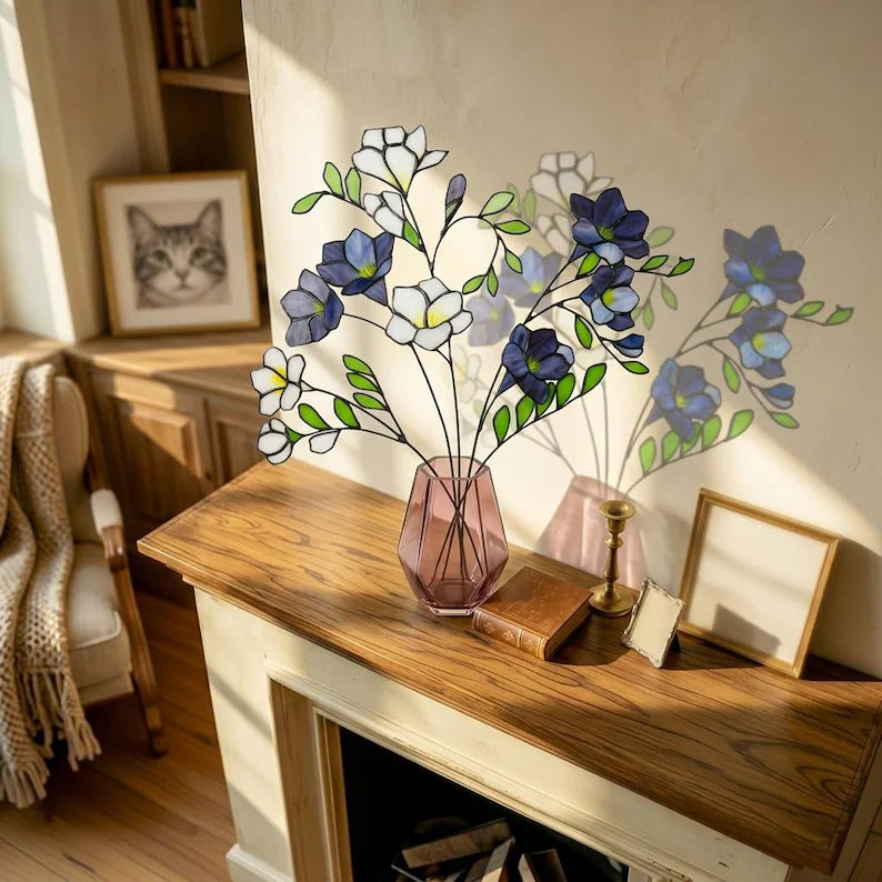 Handmade Stained Glass Freesia Bouquet